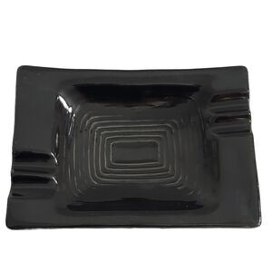 Vintage Black Ashtray Mid Century Modern Barware Cigarette Holder Ceramic Tray